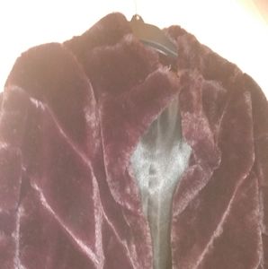 Calvin Klein Plum faux fur coat